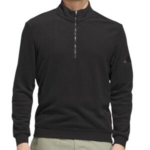 adidas Men's Quarter‎ Zip Terry Cloth Pullover Large Black Golf Sweatshirt